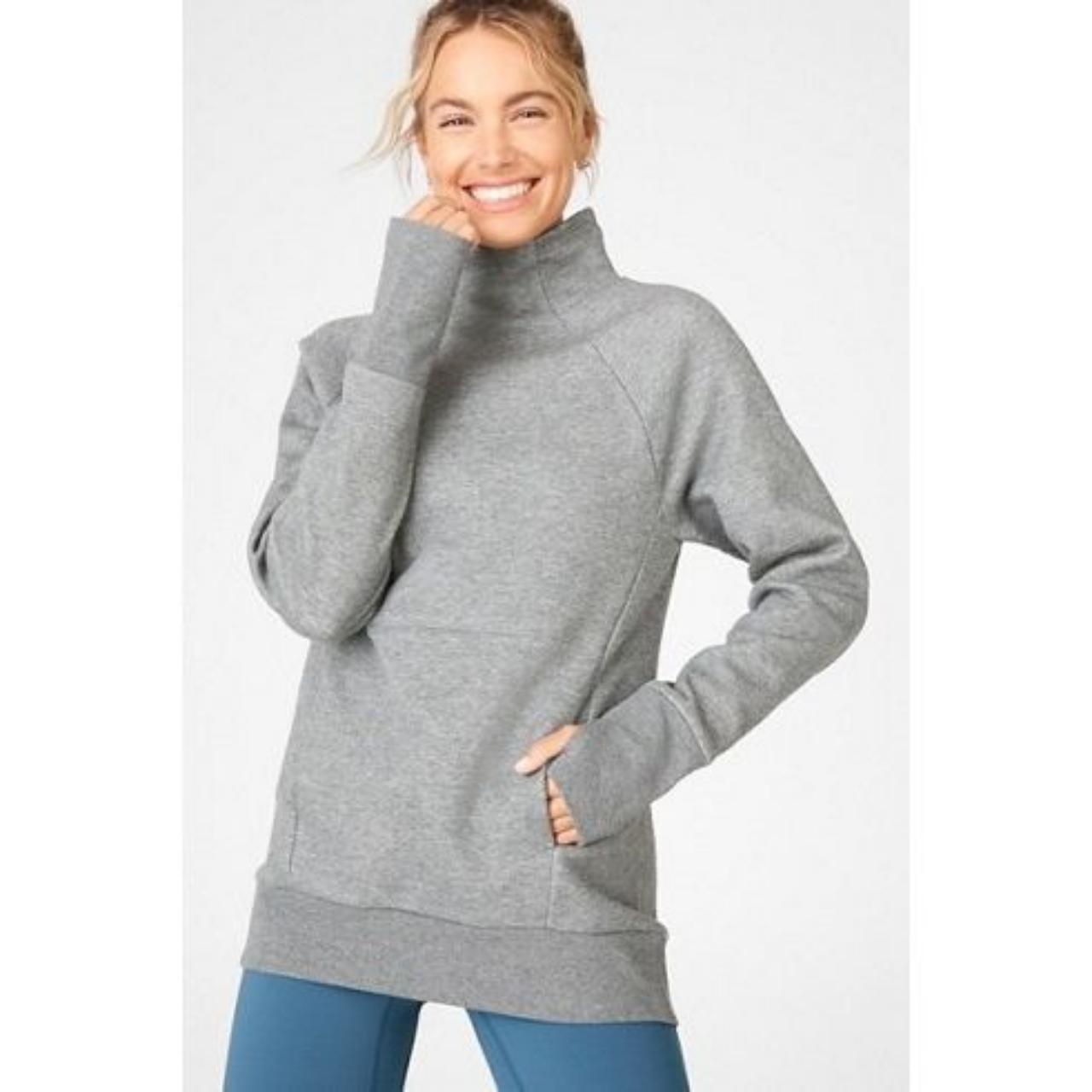 Fabletics Gray Zaylee Funnel Neck Tunic Sweatshirt. Depop