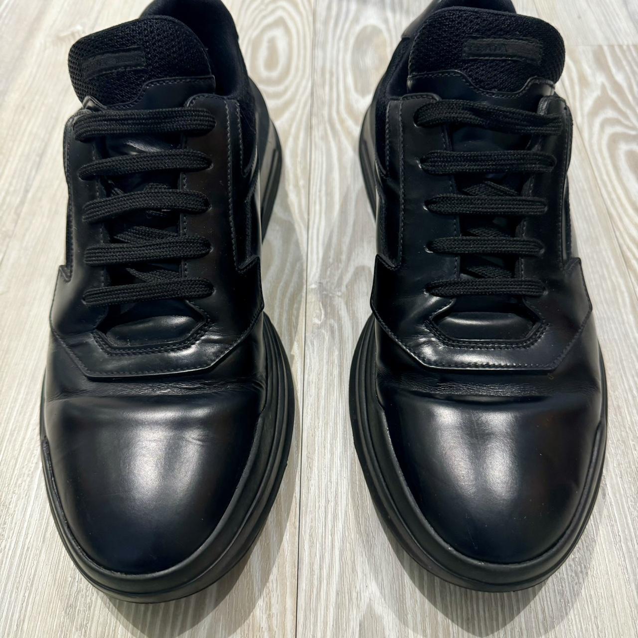 Prada Spazzolato shoes Black leather trainers with