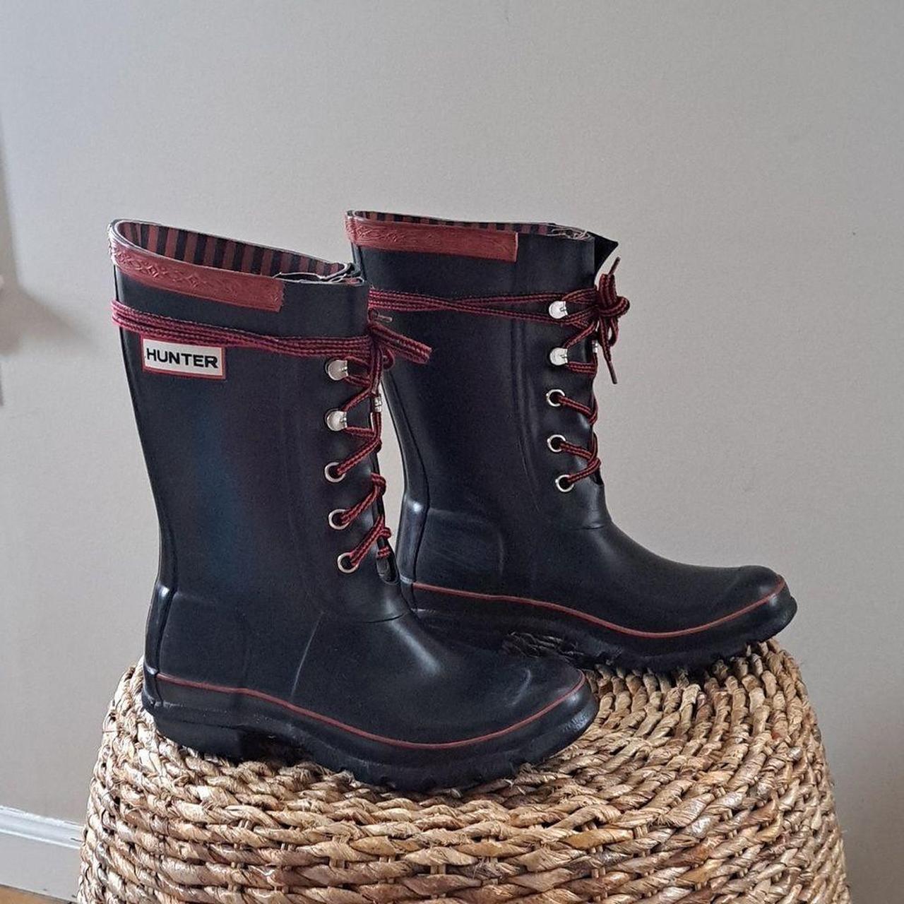 Hunter Festival Lace Up Mid Calf Wellington Rain. Depop