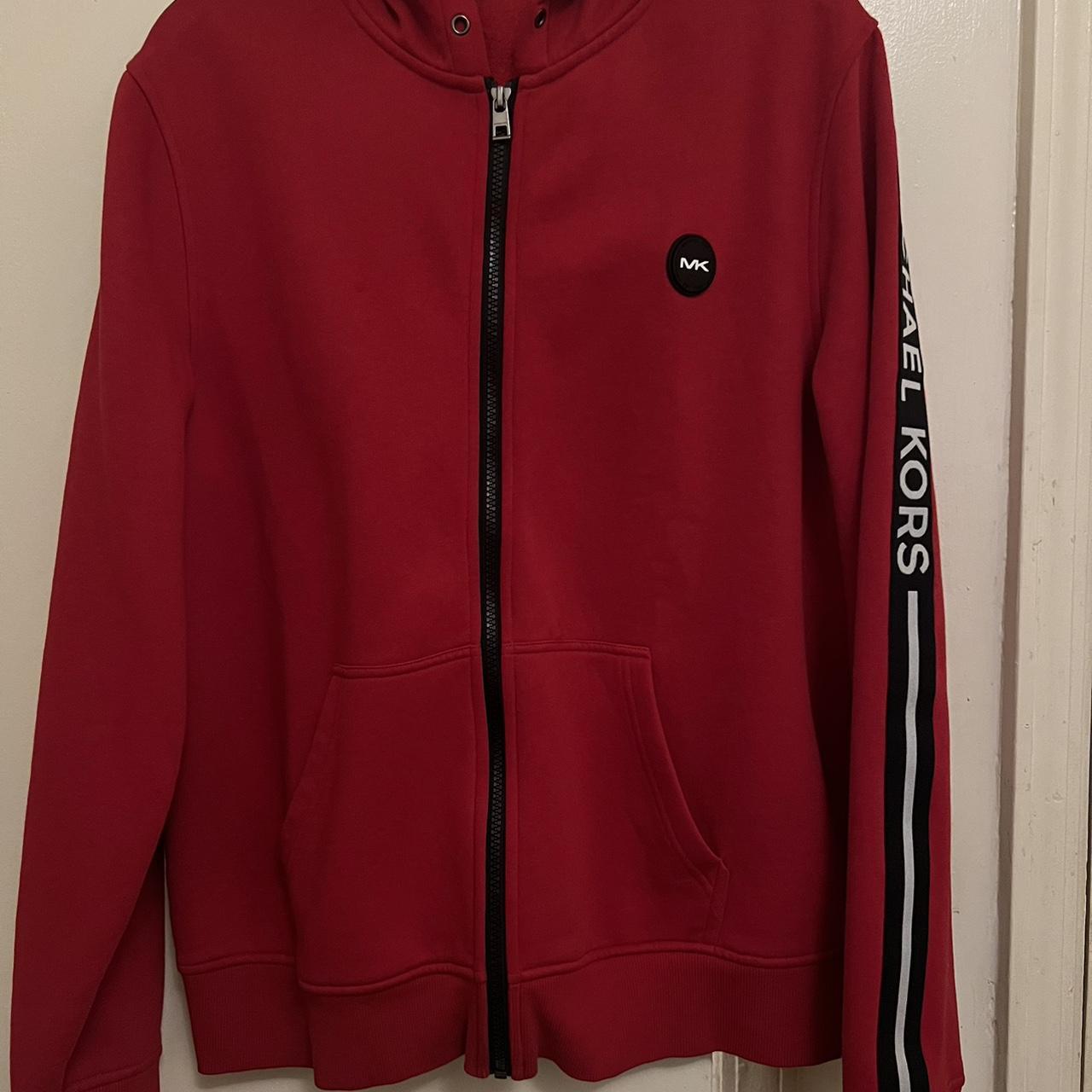 Michael Kors Men s Red Logo Fleece Full Zip Hoodie