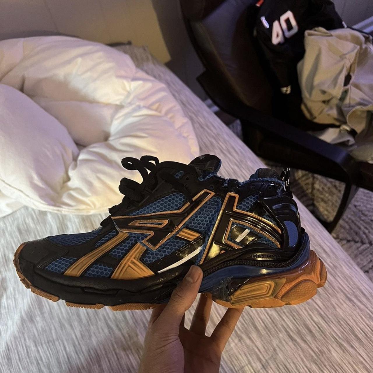 Orange Blue and Black Balenciaga Runners Great. Depop