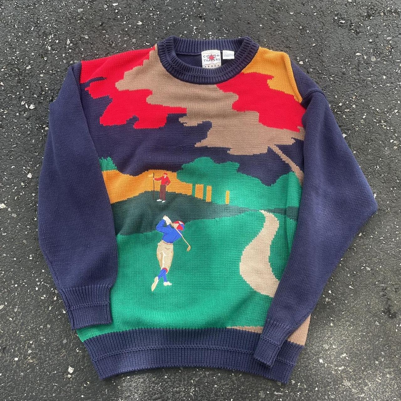 vintage 90 s sweater colorful golf knit sweater by. Depop