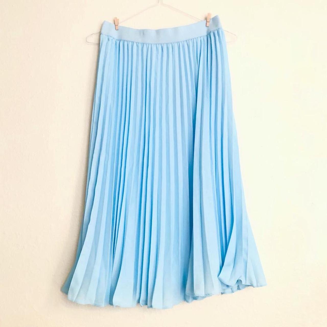 midi pleated baby blue skirt #spring #midiskirt... - Depop