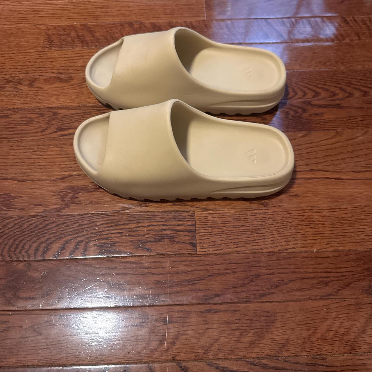 Tan Yeezy Slides Size 10 Mens With Box Will Clean Depop