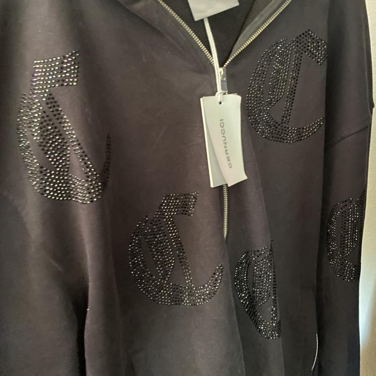 Brandy new cernucci rhinestone double zip up