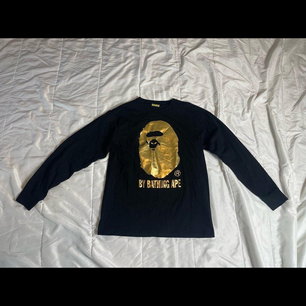 Black and gold bape shirt hotsell