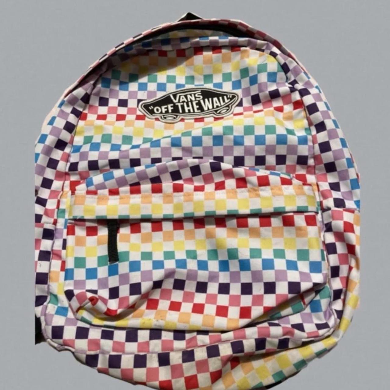 Rainbow checkered backpack best sale