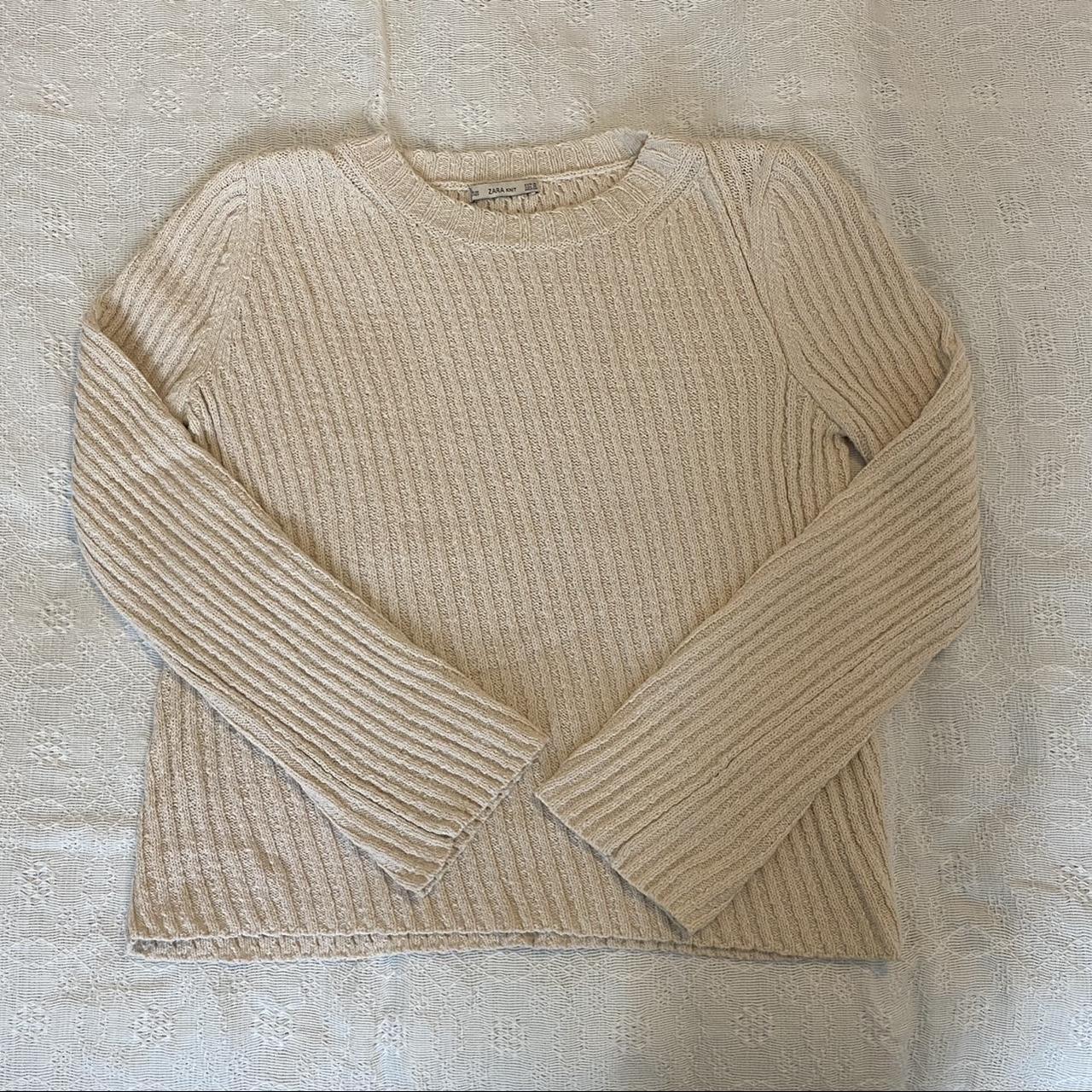 Zara cream knit sweater with slight flare... - Depop