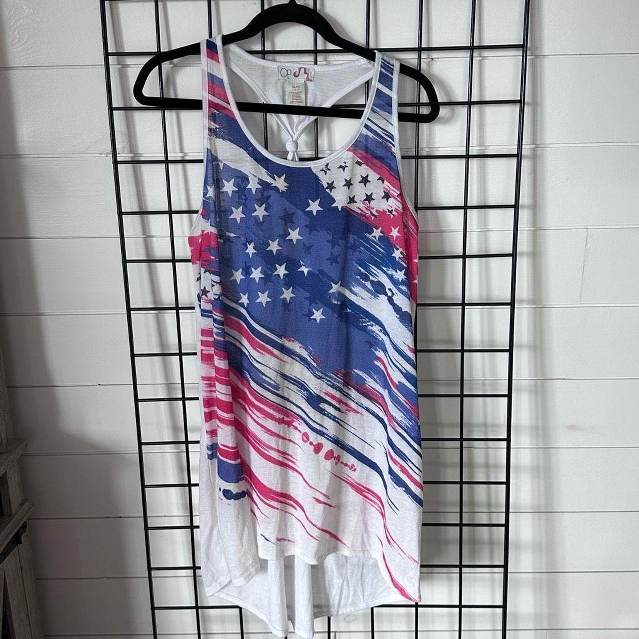 Ocean Pacific Women's Dress - Blue/Red - XL – Vintage OP Ocean Pacific American Flag Racerback …
