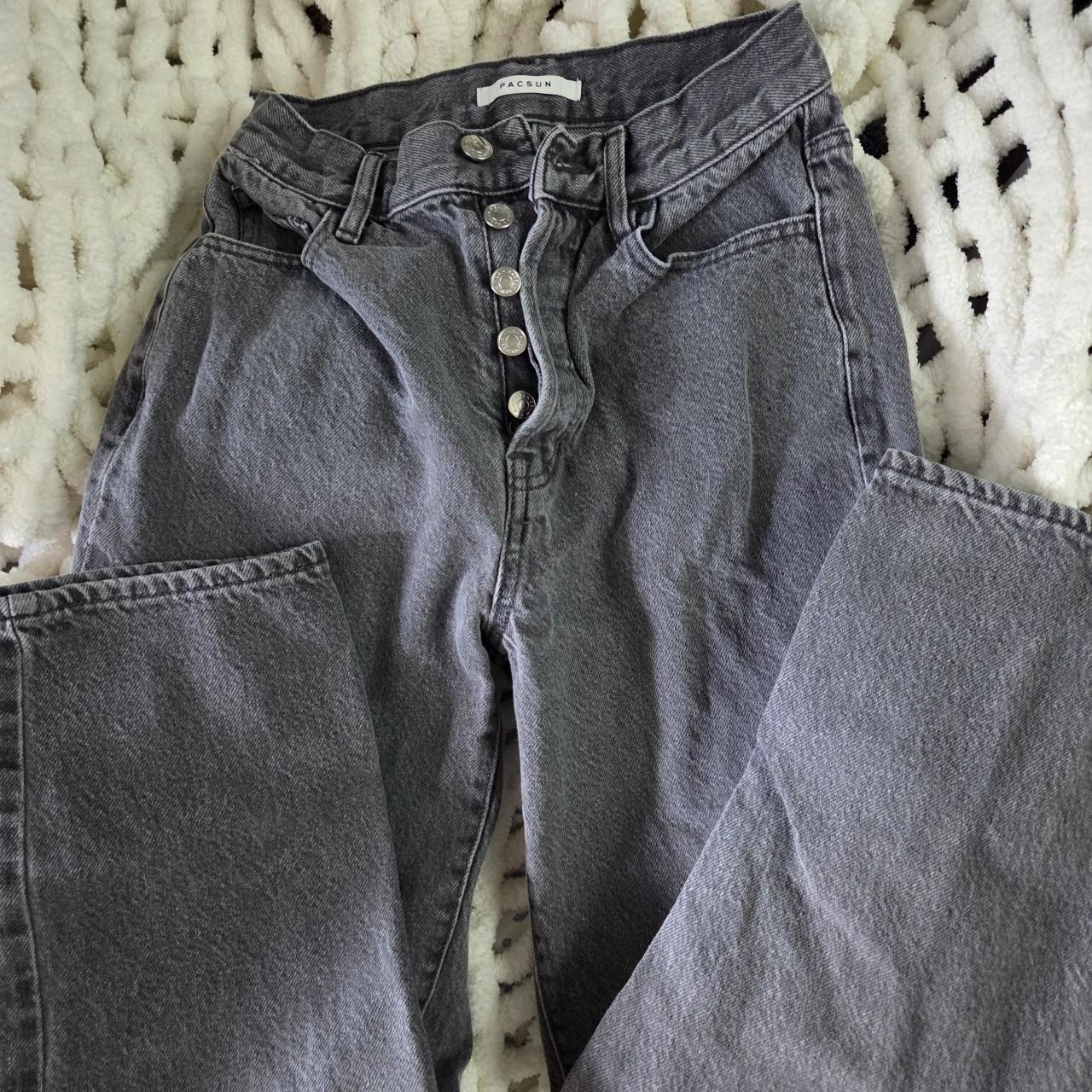 PacSun Women's Jeans - Grey/Black - 2 – Pacsun high-waisted straight-leg jeans/mom jeans ☆ dm …