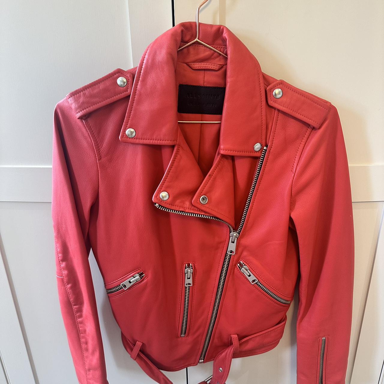 All saints red leather jacket hotsell