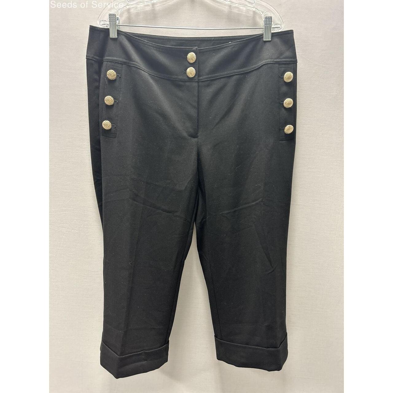 Chico s Black Gold Buttons Cropped Petite Pants. Depop