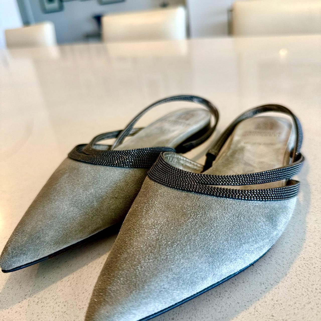 バレエシューズ BRUNELLO CUCINELLI MZ39C2923 C300 Slippers Scarpe Beige Embellished suede slippers | BRUNELLO CUCINELLI | NET