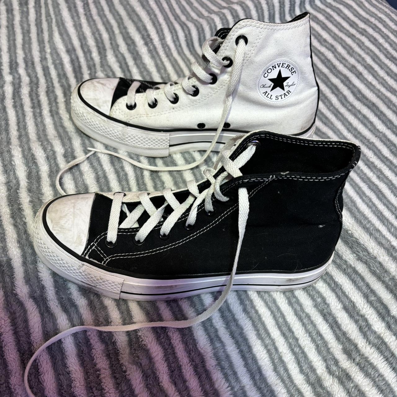 Custom half black half white platform converse men s