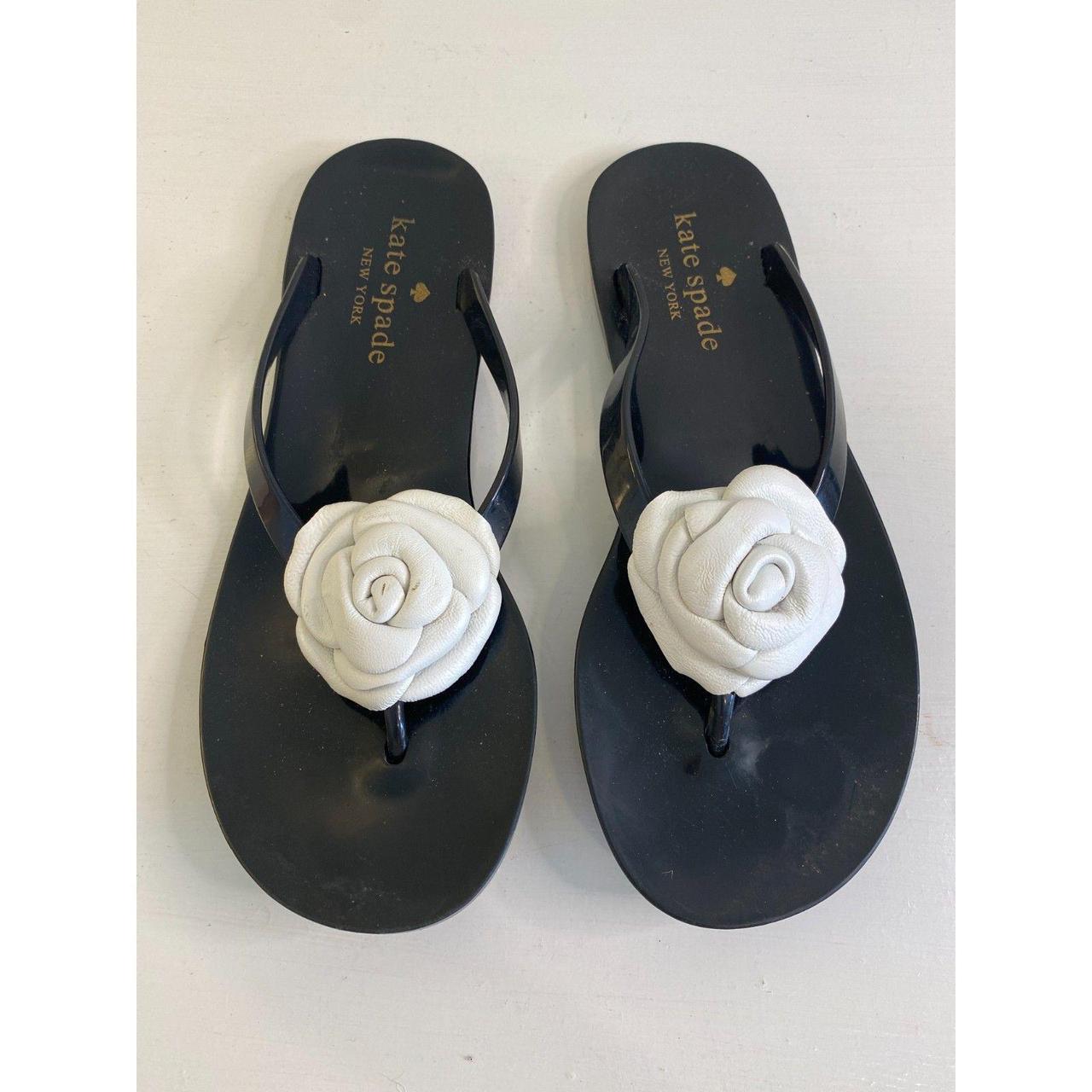 Kate Spade New York Fayette Flip Flop Black Floral. Depop