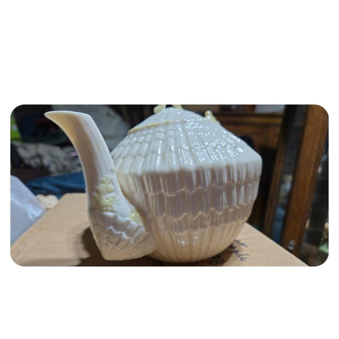 Vintage Belleek Limpet Shell Design Teapot 3rd Green... | Depop