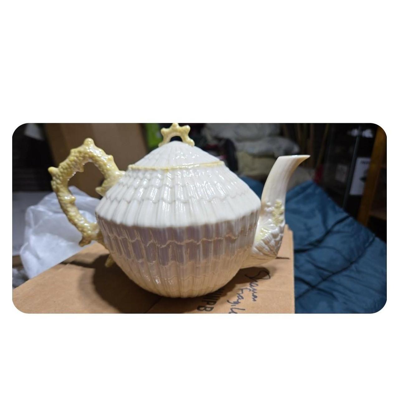 Vintage Belleek Limpet Shell Design Teapot 3rd Green... | Depop