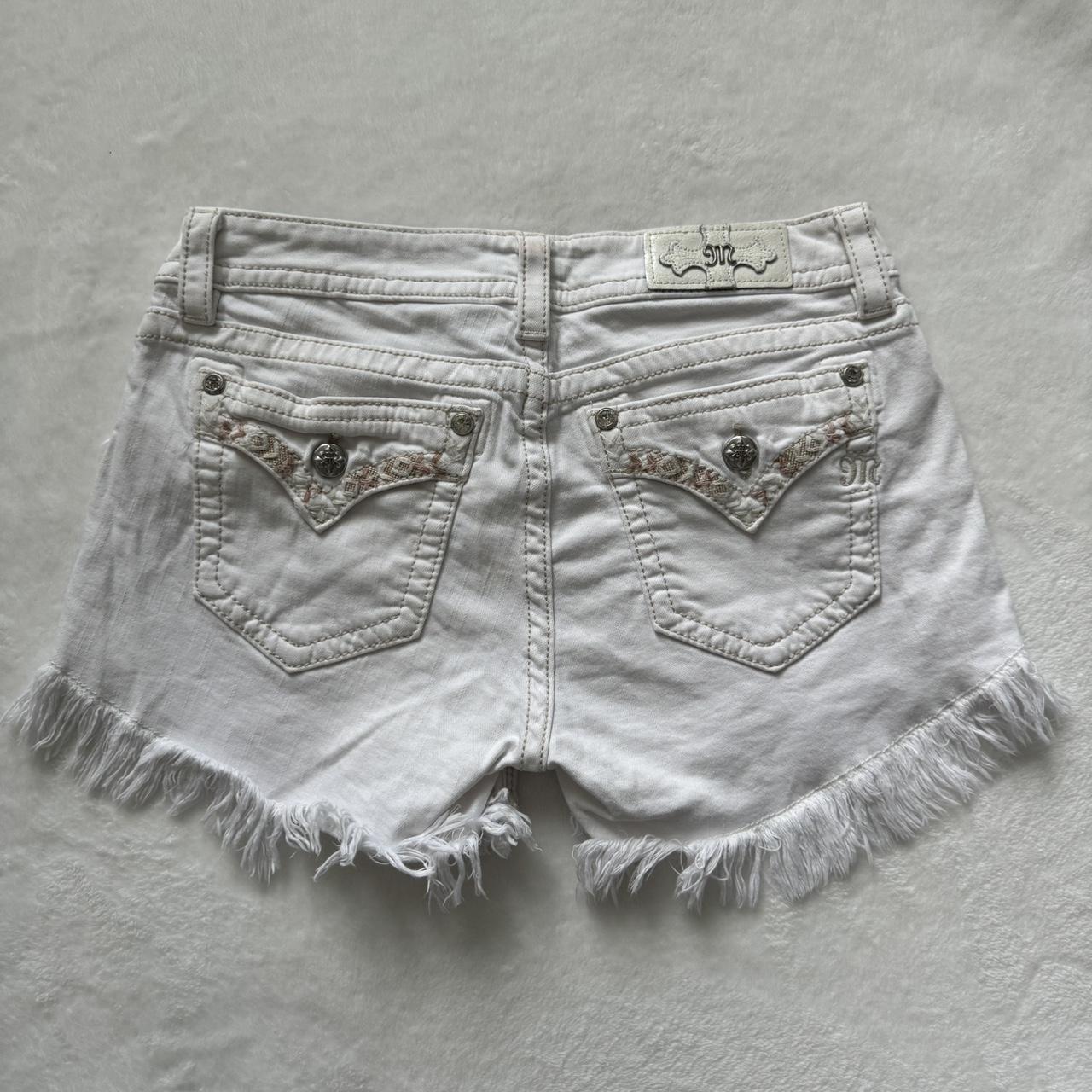 MISS ME WHITE SHORTS size 31 #y2k #grunge #rockstar... - Depop