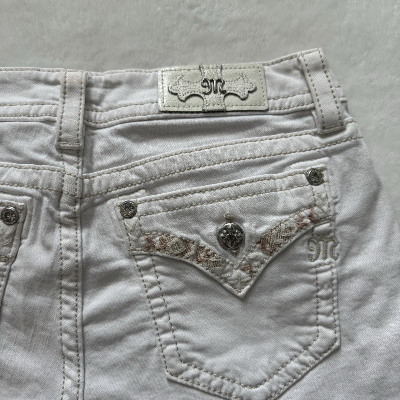 MISS ME WHITE SHORTS size 31 #y2k #grunge #rockstar... - Depop