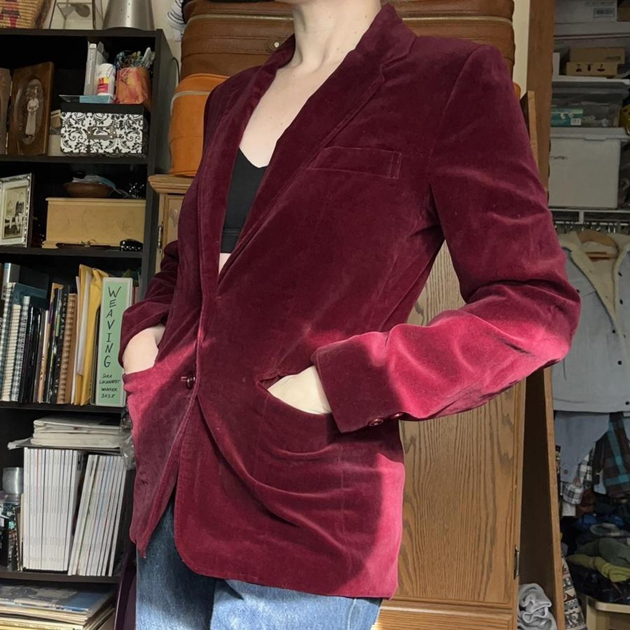 Vintage 70s maroon / burgundy velvet blazer - such a... - Depop