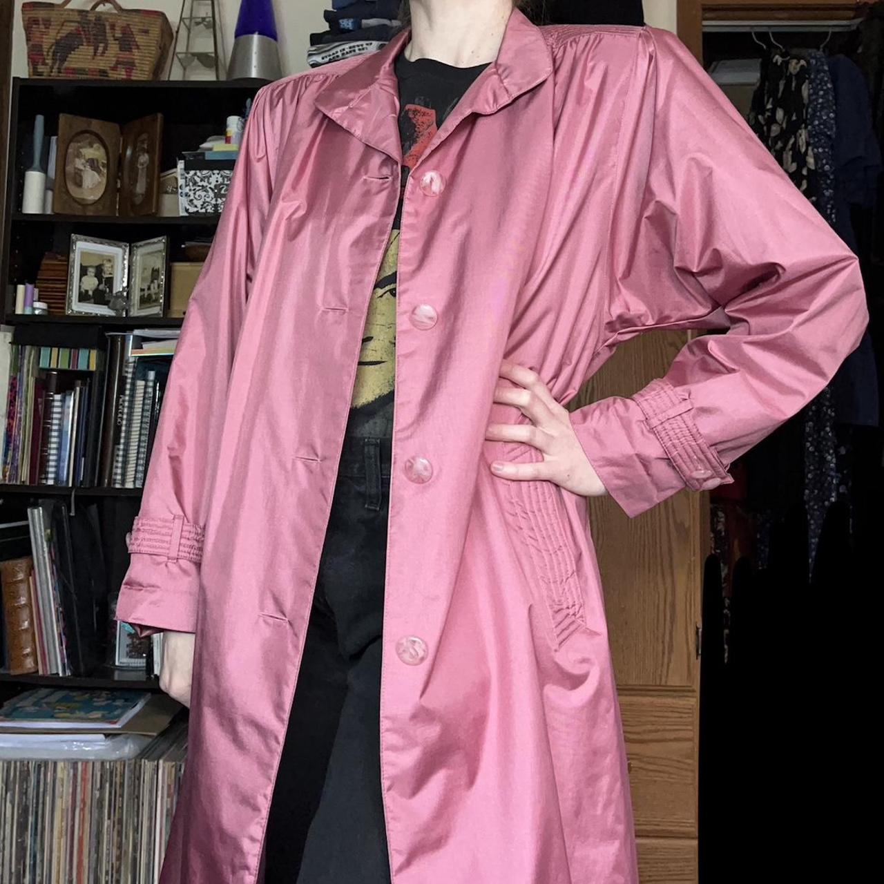 Vintage 80s dusty pink lightweight trench coat by... - Depop