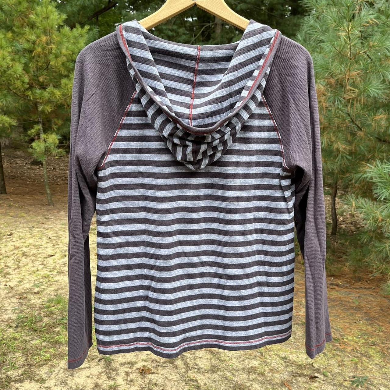 Vintage Y2K early 2000s striped hooded Henley | Depop