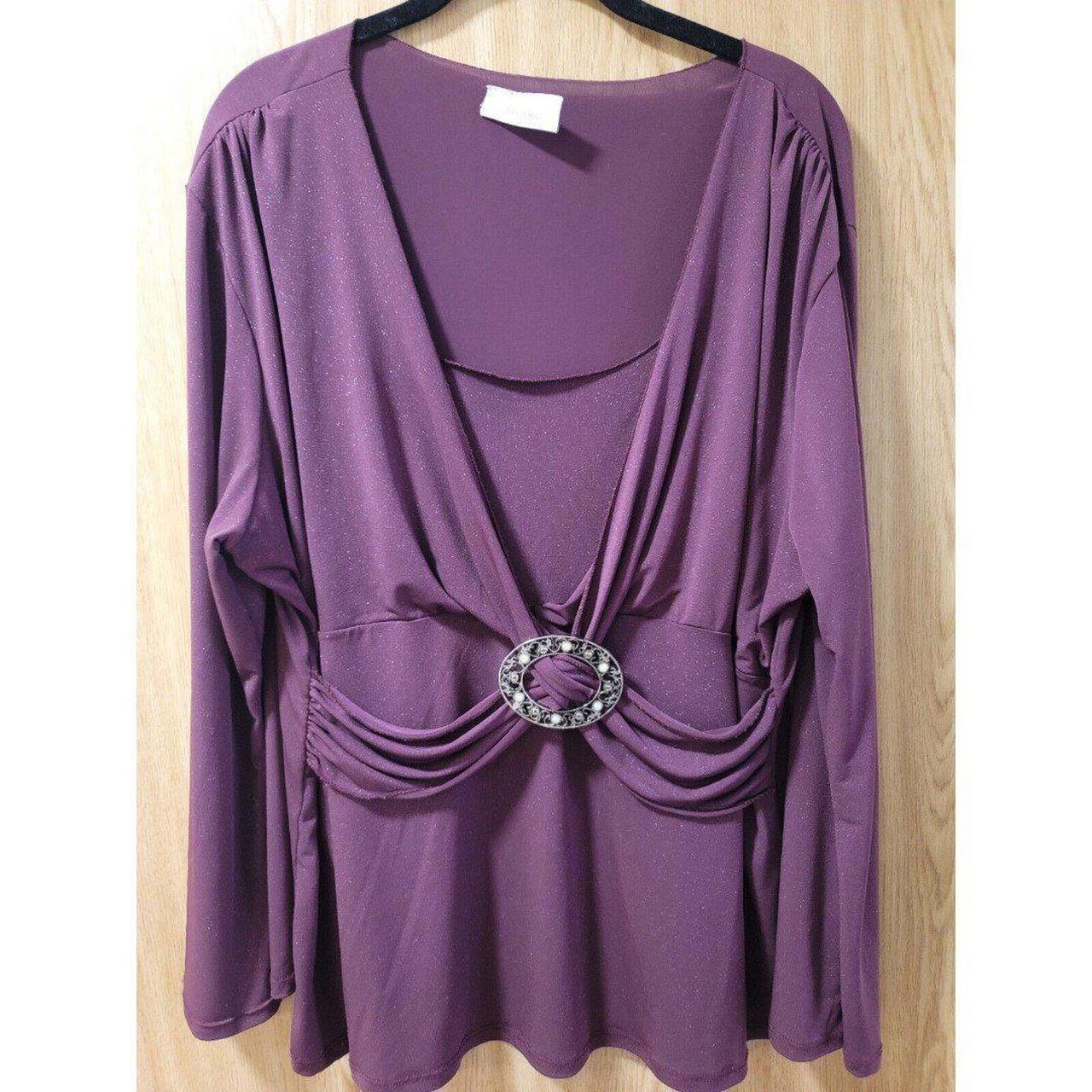 Dress Barn Womens Purple Glitter Blouse Size L XL