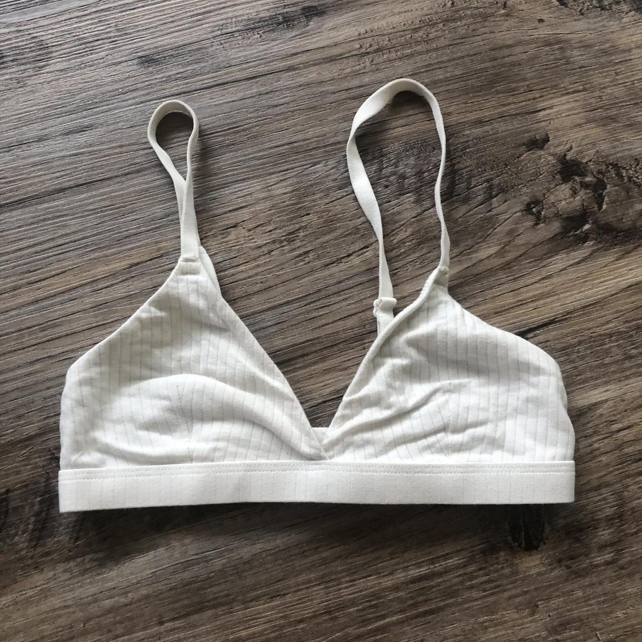 LuvLette Ribbed Bralette in White Size XS Fits 32-34... - Depop