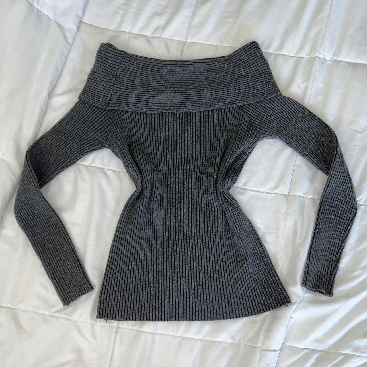 grey knit off the shoulder sweater size s soooo... Depop