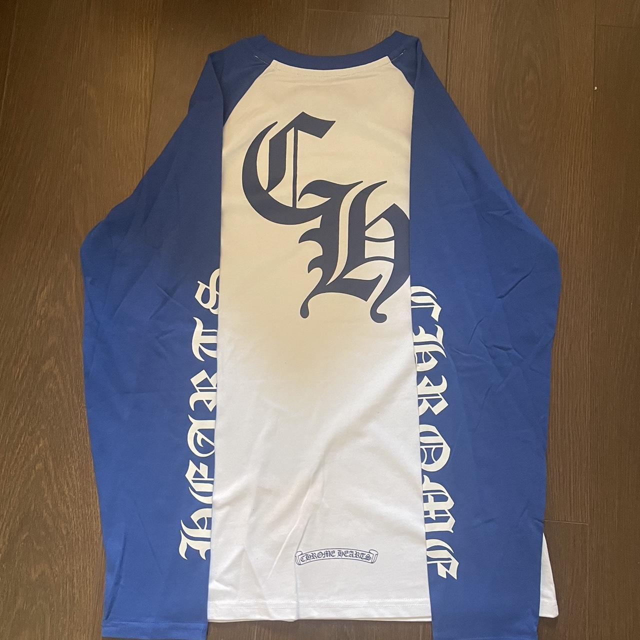 Chrome Hearts Blue + White Baseball Long Sleeved | Depop