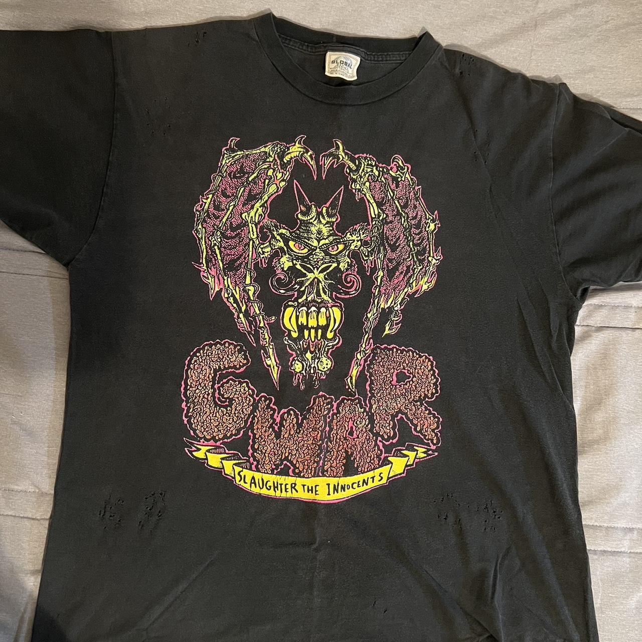 Vintage late 90s GWAR shirt. Black but faded, with... - Depop