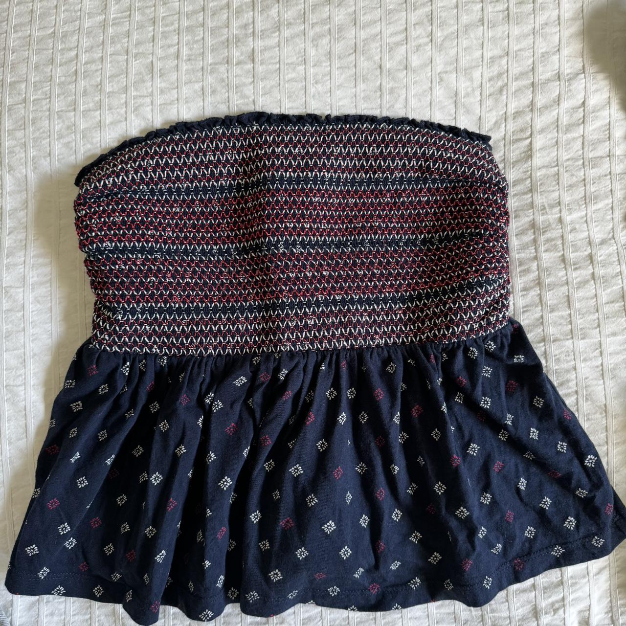 Arizona navy blue babydoll strapless top - Depop