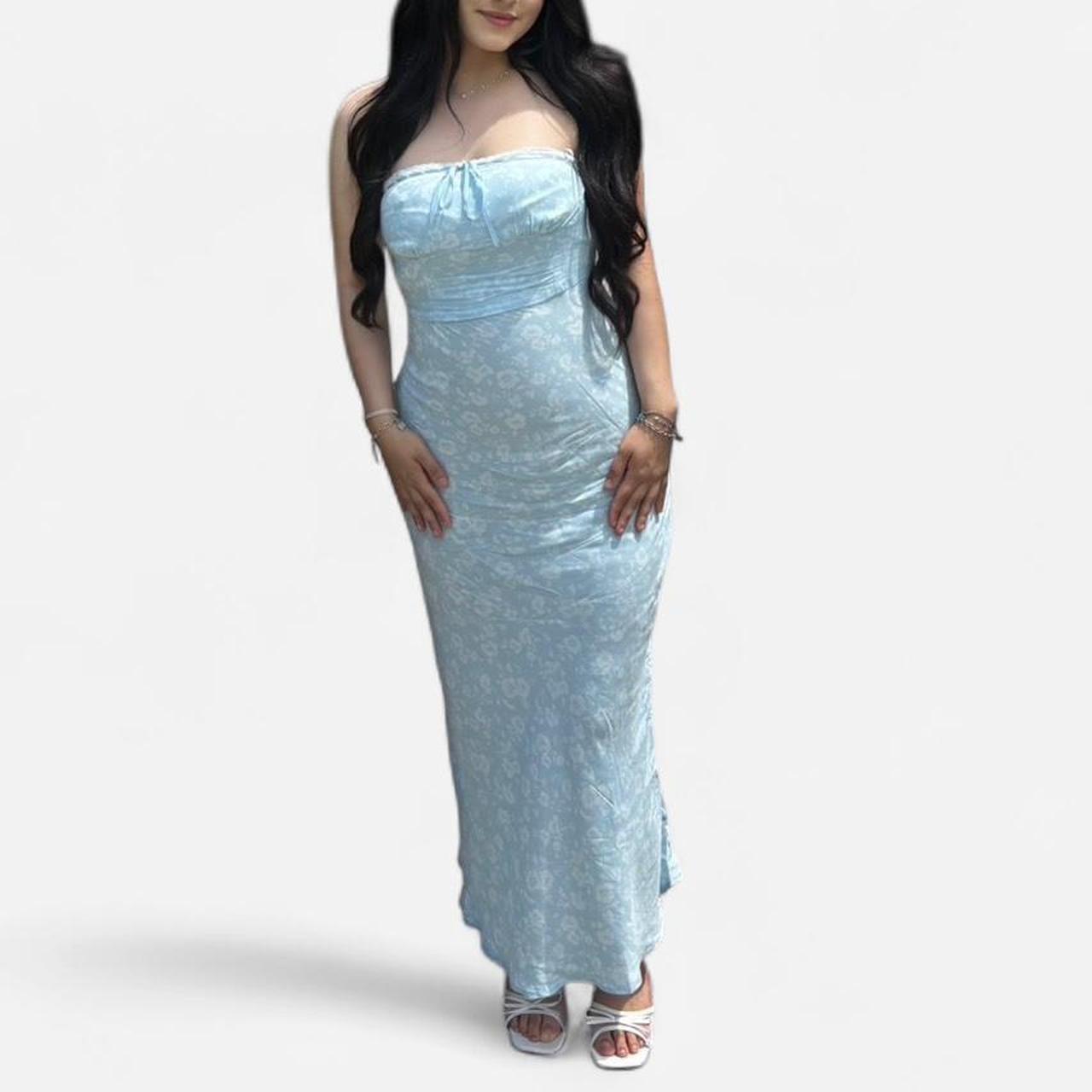 Aeropostale Women's Dress Blue S – Baby blue floral maxi dress