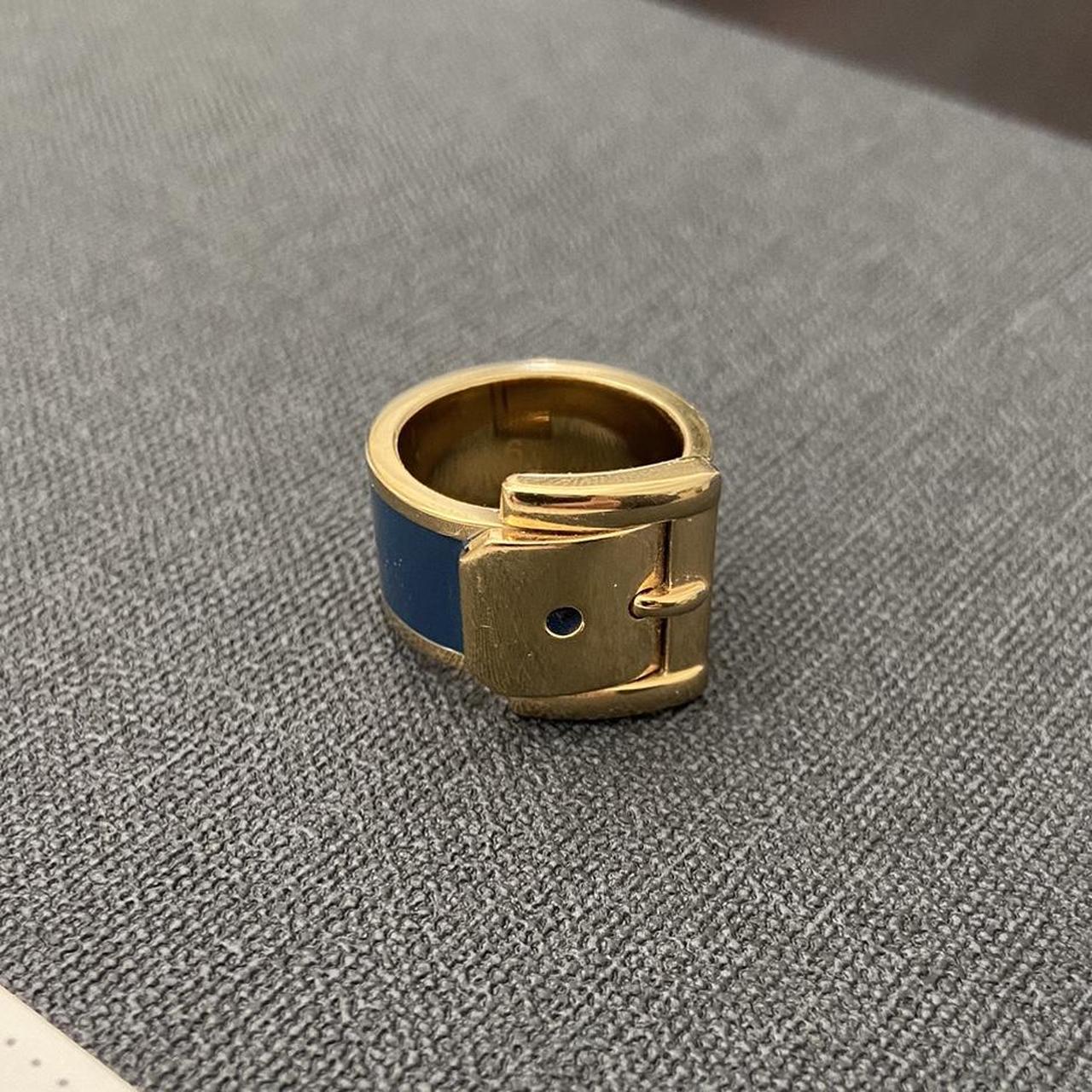 michael kors blue and gold toned buckle ring Depop