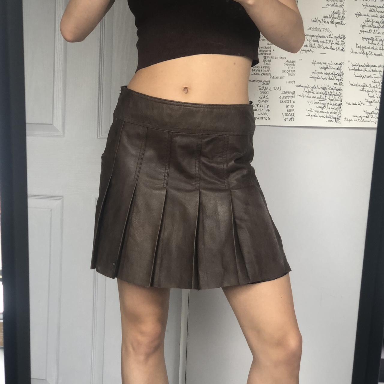 Brown leather skirt oasis hotsell