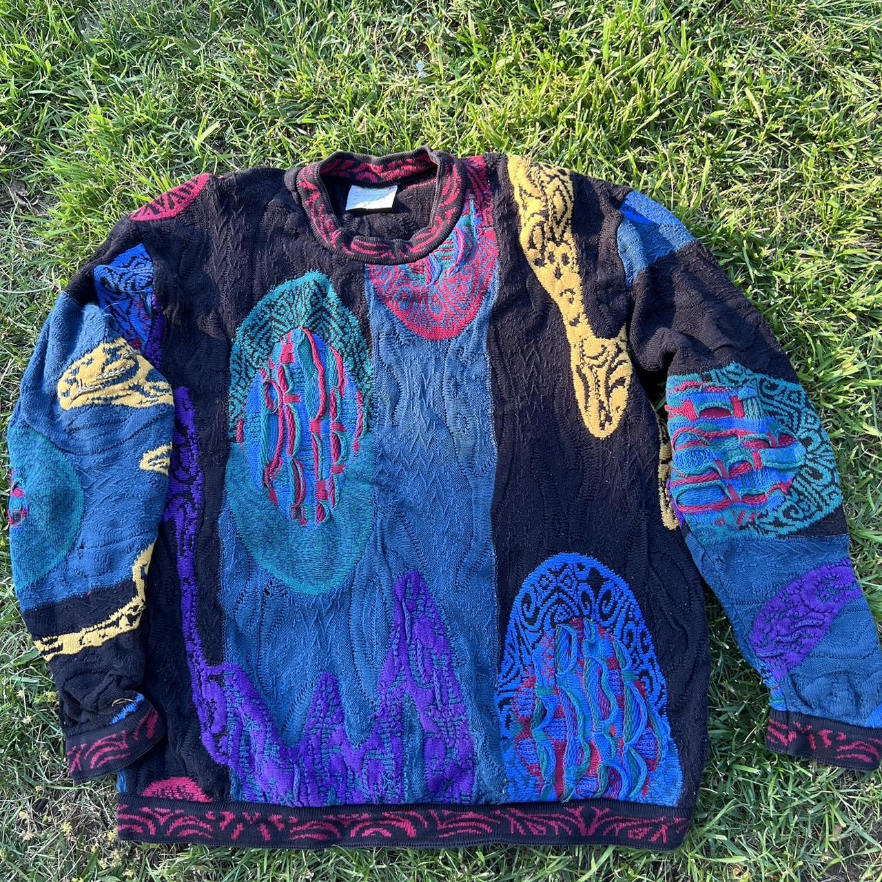 Vintage Coogi Australia Biggie Cosby 3D Knit Cable good Sweater