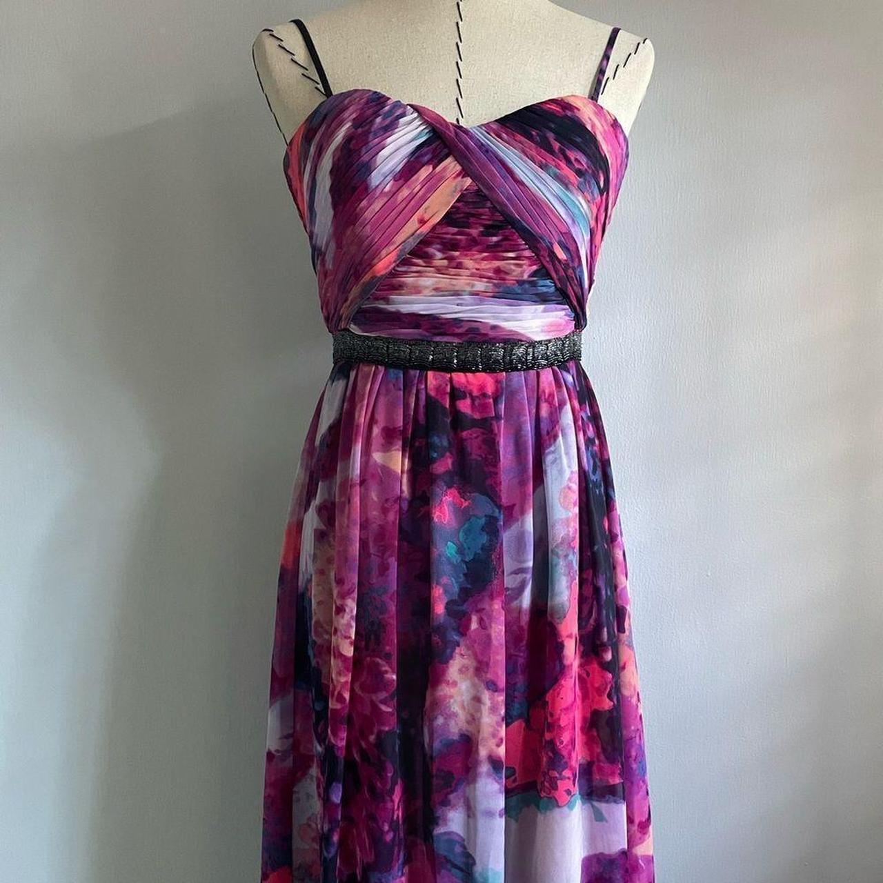 Calvin Klein Formal Maxi Dress Fuchsia Multicolor. Depop