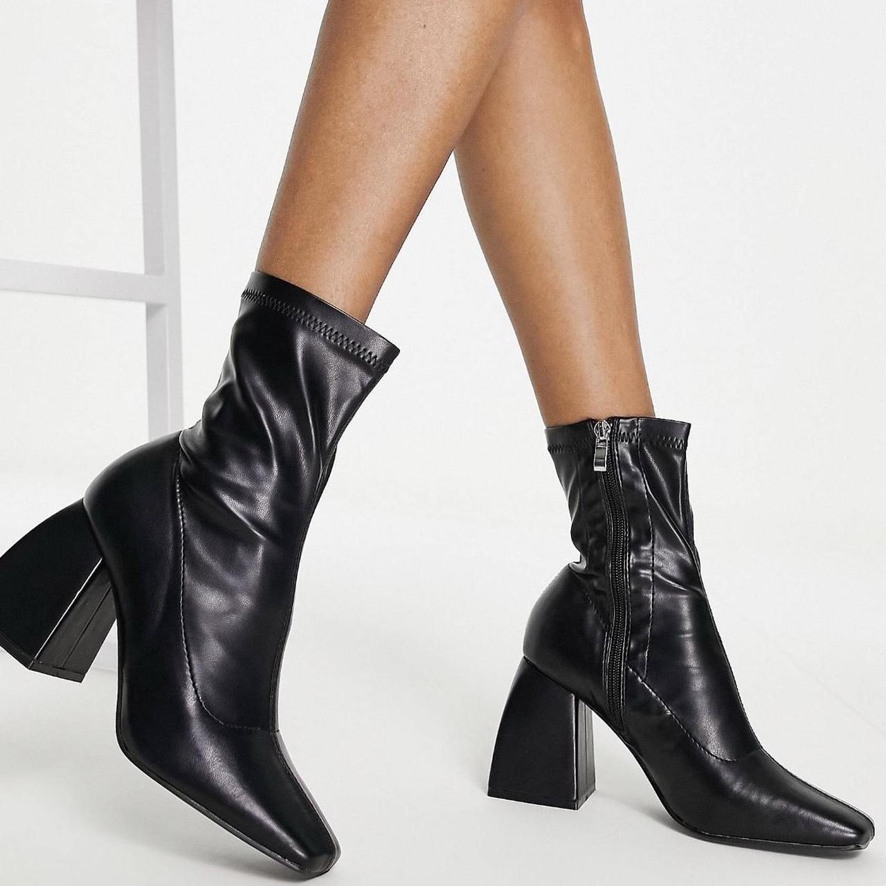 Patent Public Desire Sock Boots Public Desire Square Toe Sock