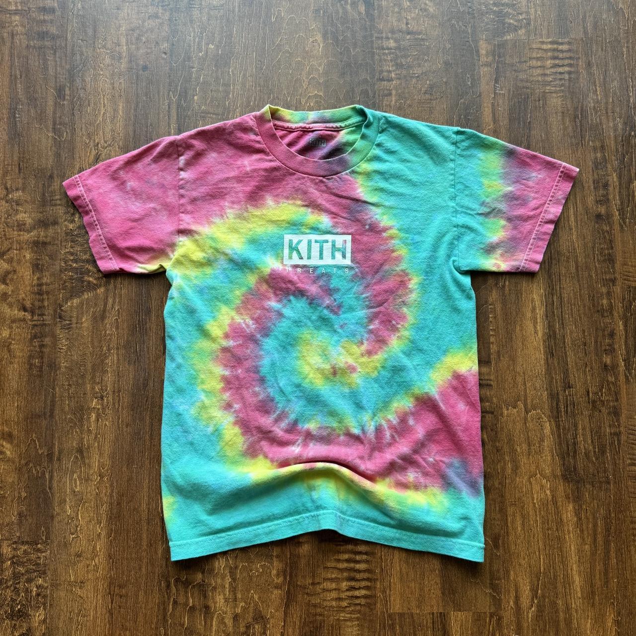 tie dye kith treats box logo small tee. Depop