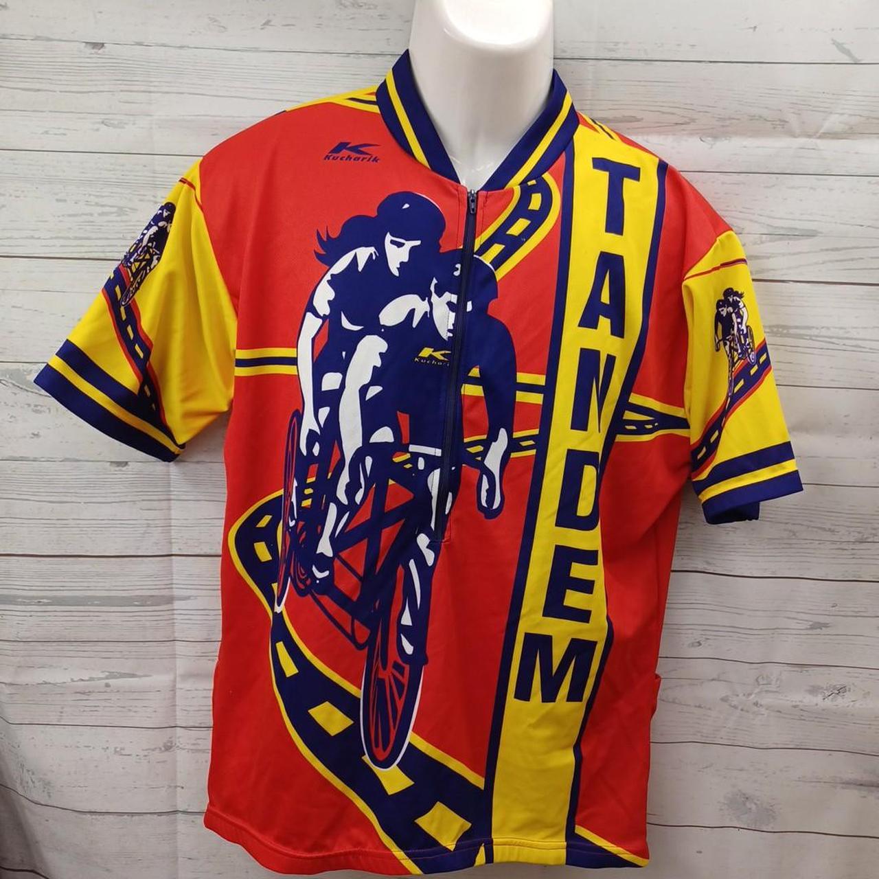 Vtg KUCHARIK CLOTHING Tandem Mens Bicycle Jersey Red. Depop