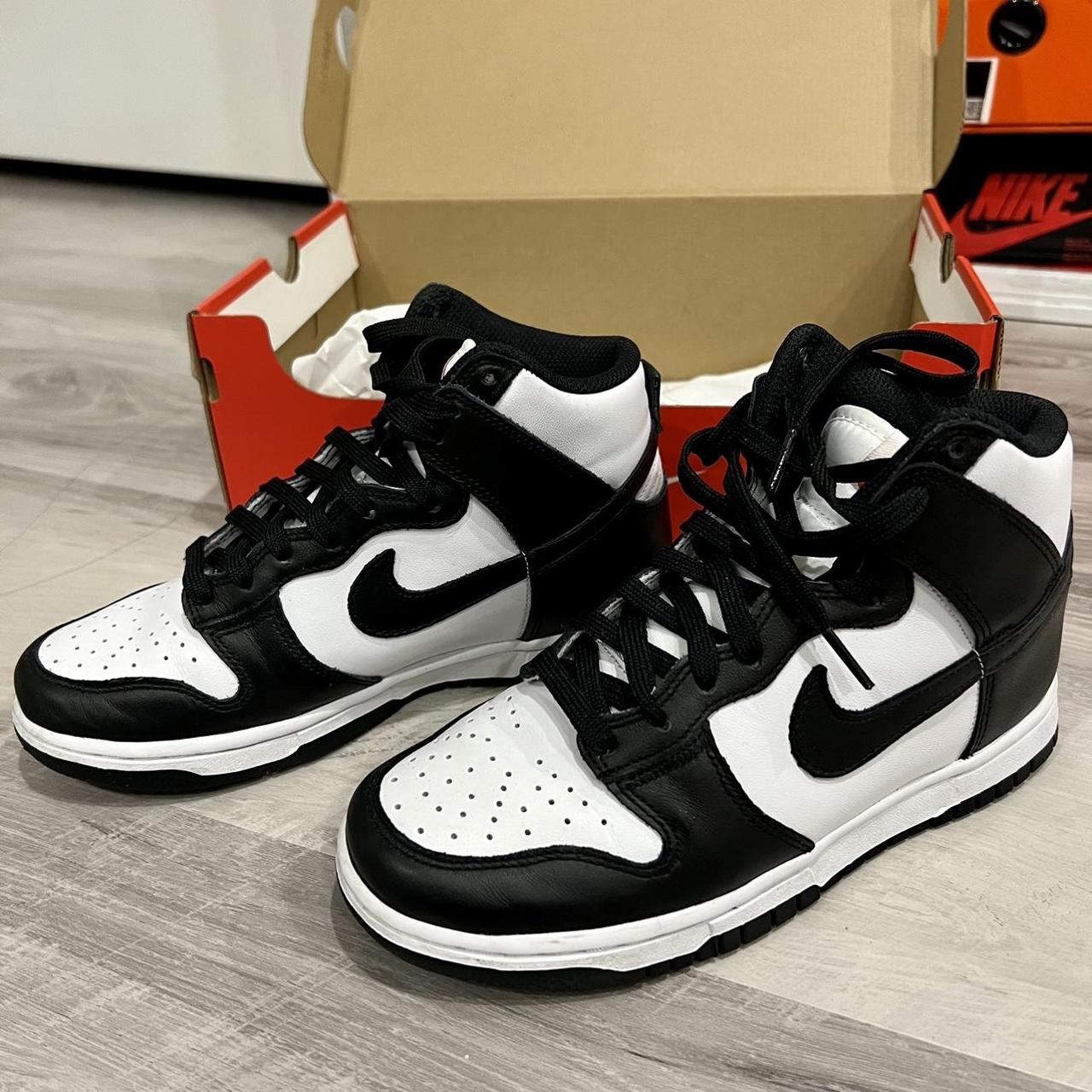 Nike dunk high pandas (black / white / university... - Depop