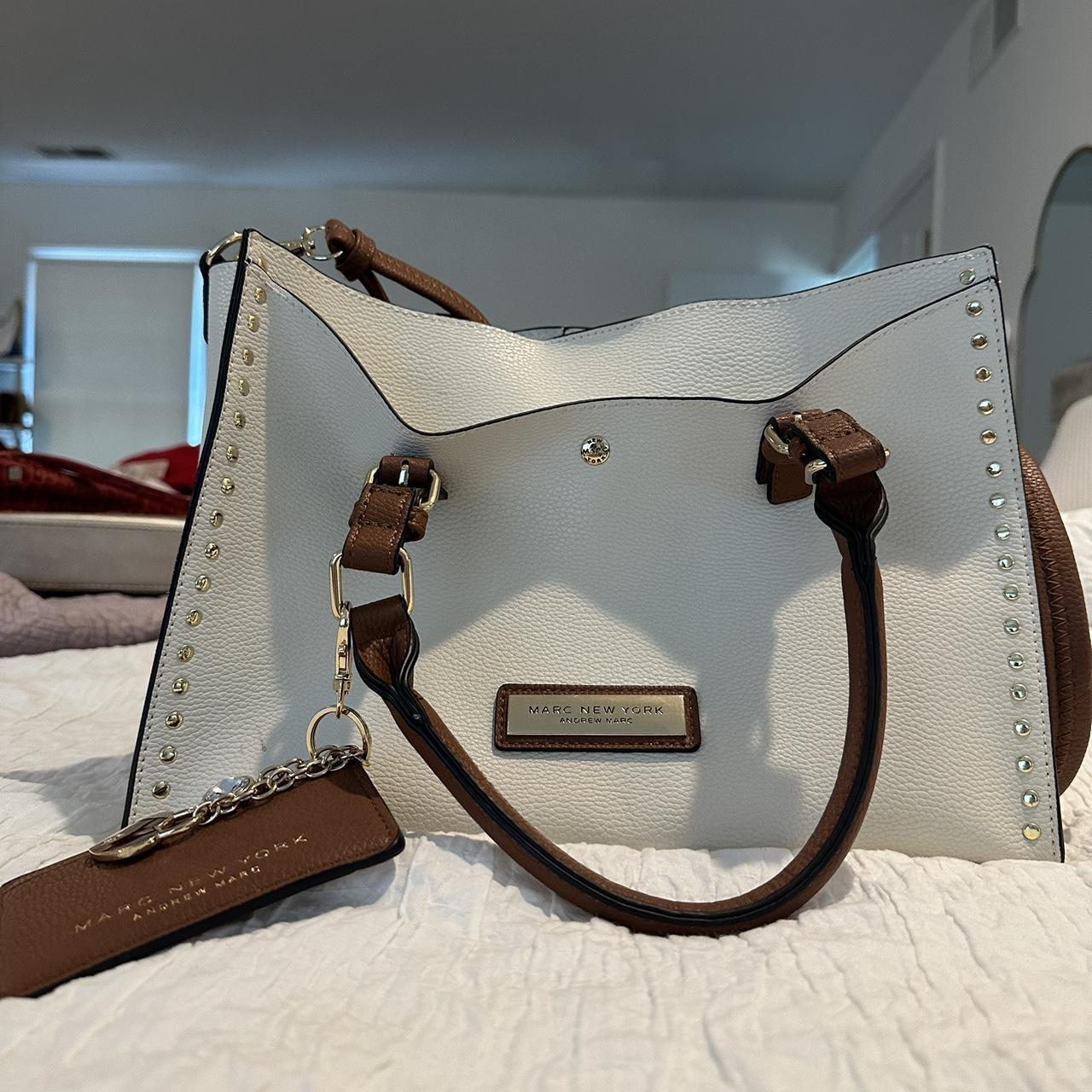 Andrew Marc Cream Leather discount Tote Bag