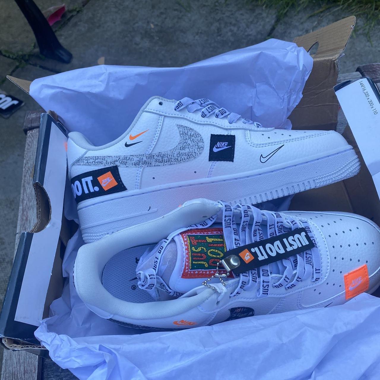 Nike+Air+Force+1+Low+Just+Do+It+Pack+White/Black - Depop