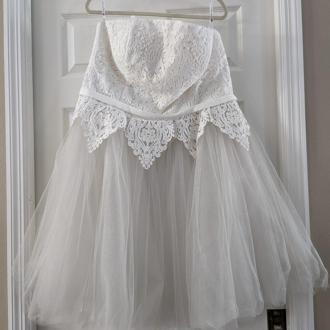 Chi Chi London Tea Length Wedding Dress Sz 26 - Depop