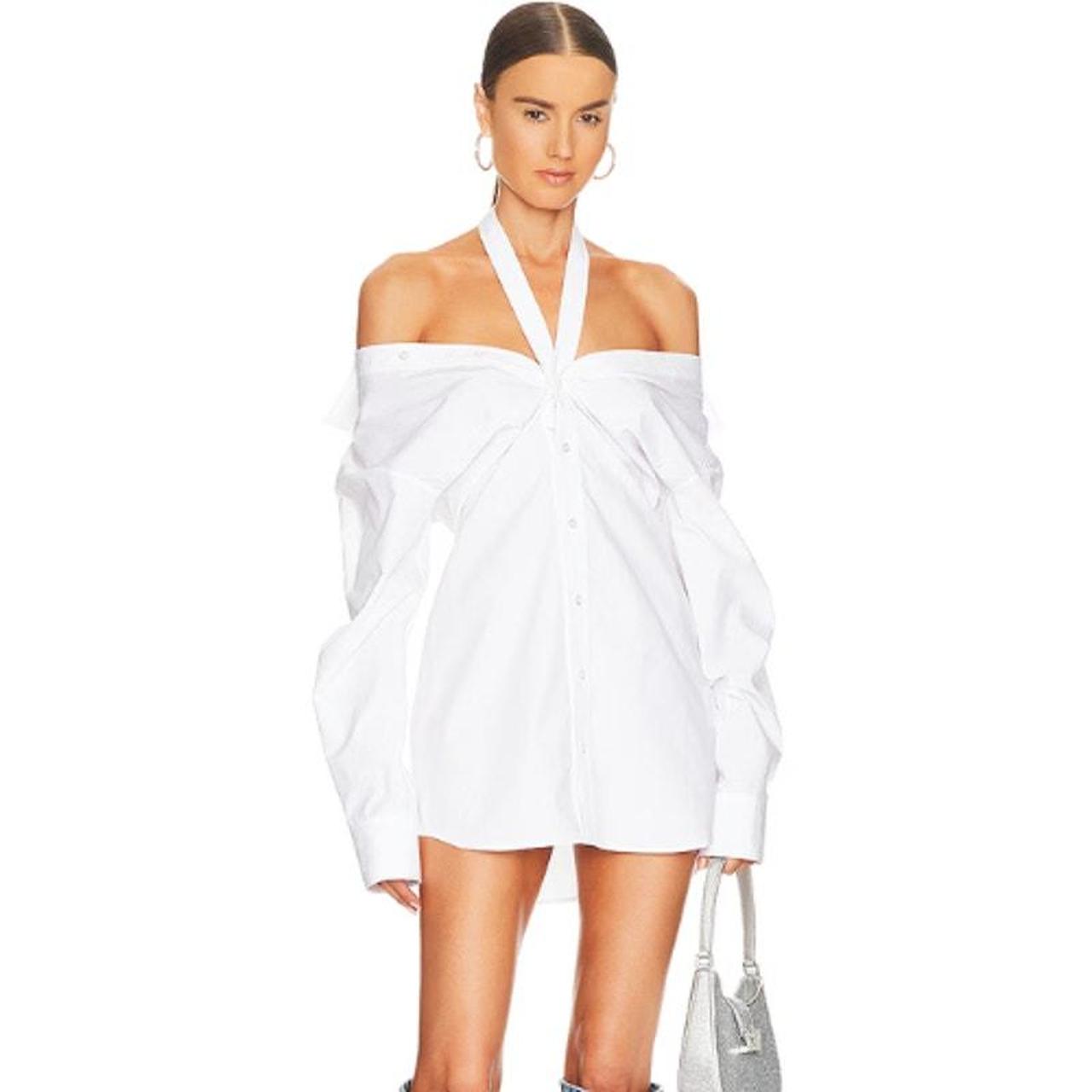 Alexander Wang Halter Off Shoulder Shirt Dress in... - Depop