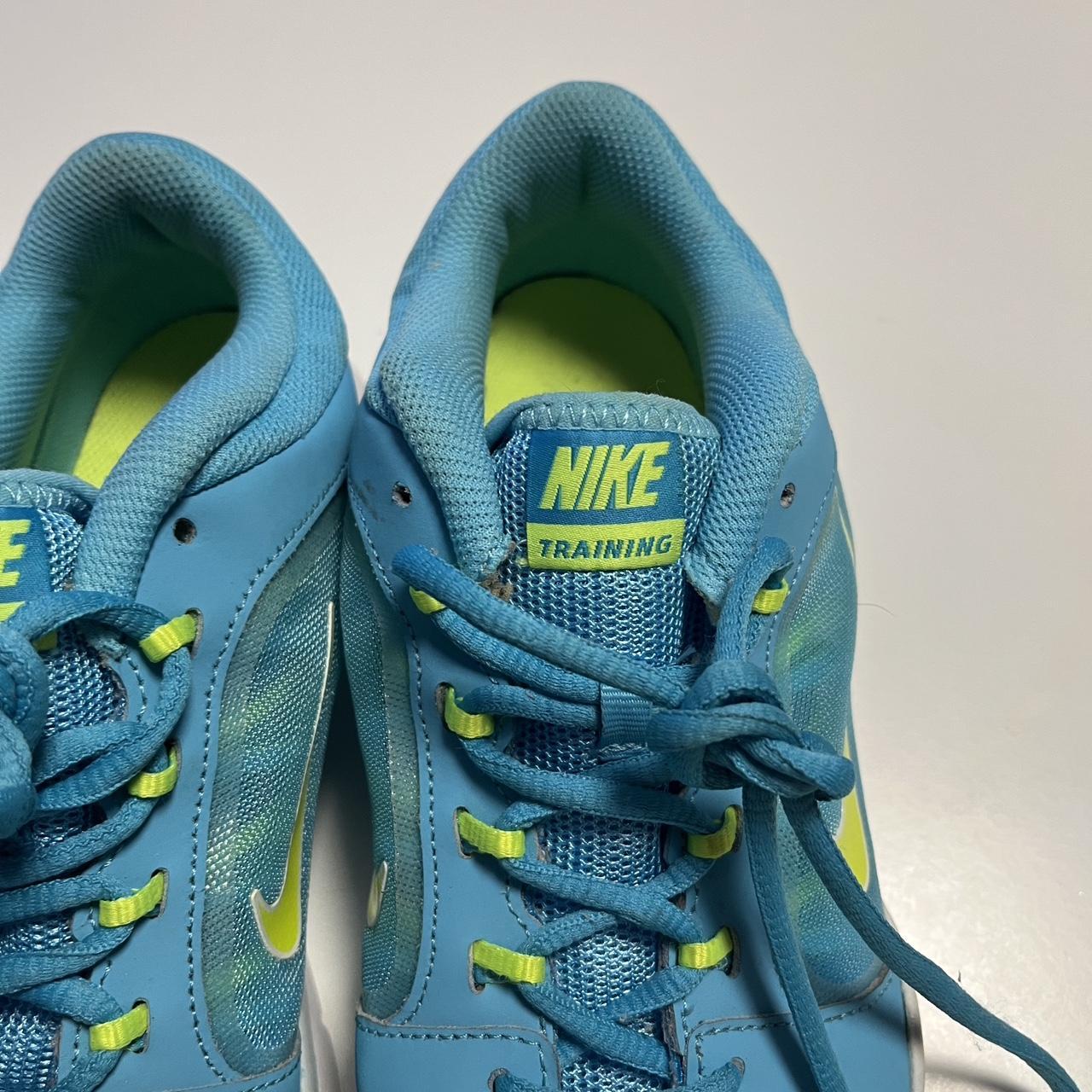 neon green and blue nikes