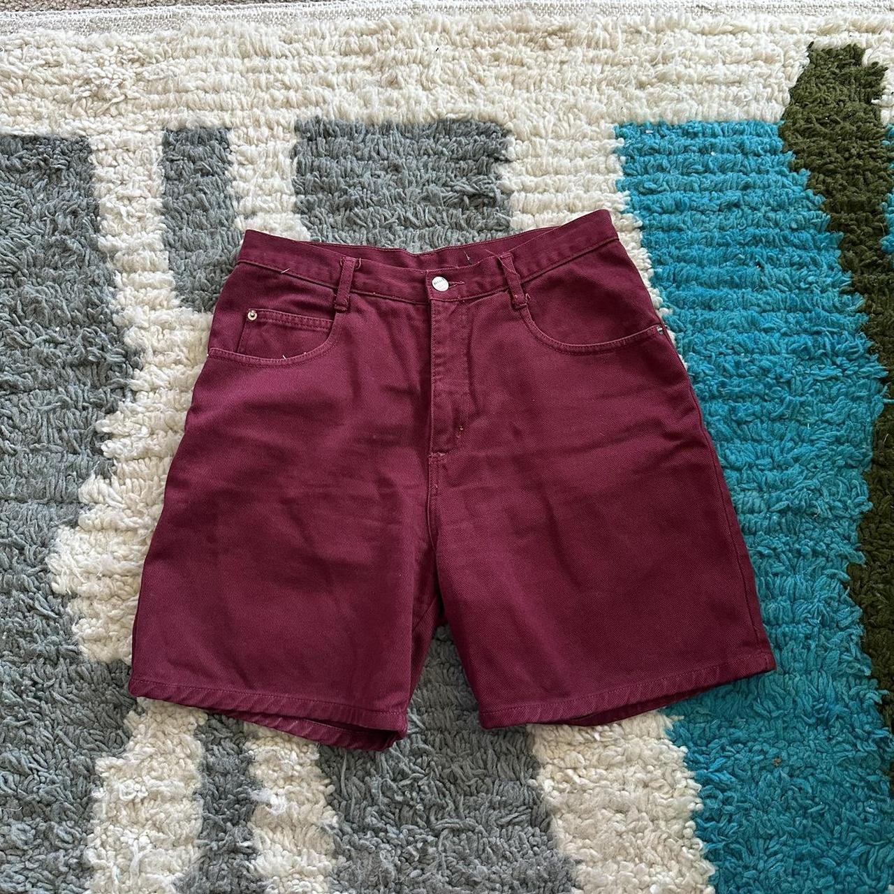 Vintage maroon denim dad shorts Waist... Depop