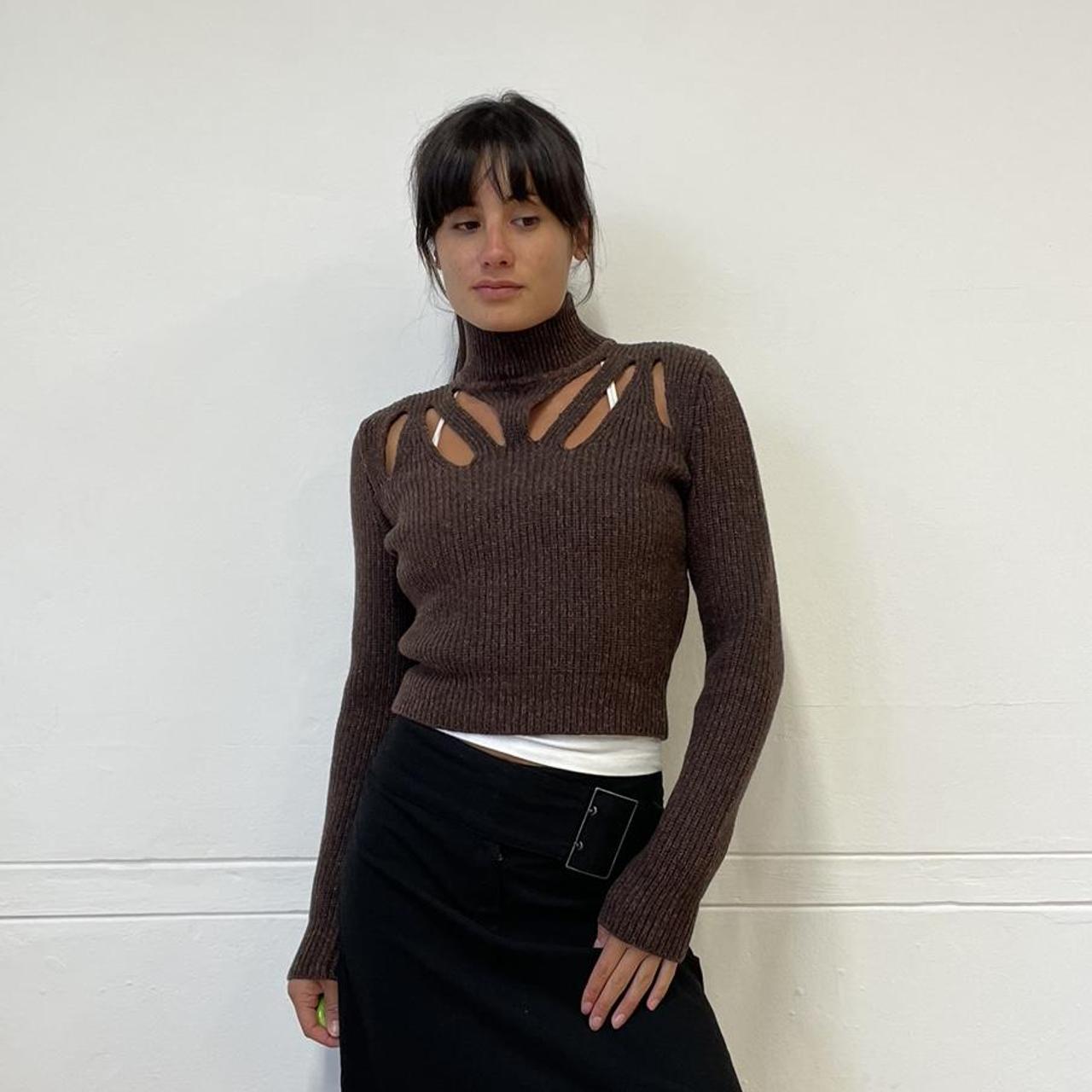 Fendi brown cropped cutout jumper Size Depop