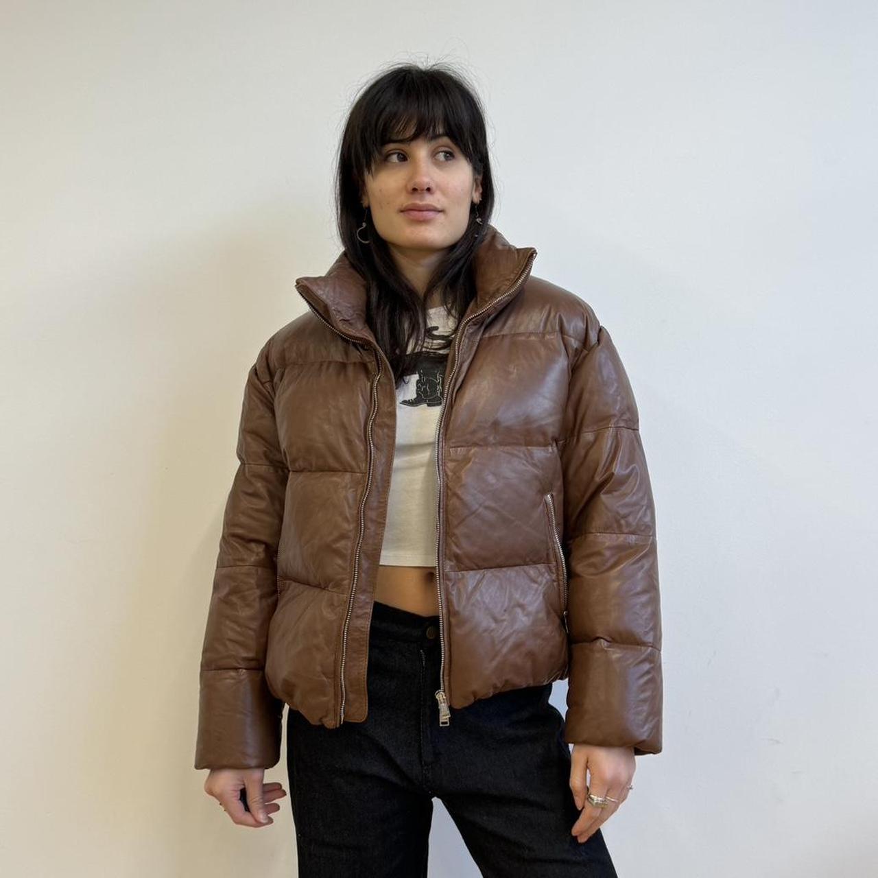 Lamarque iris leather hot sale puffer jacket