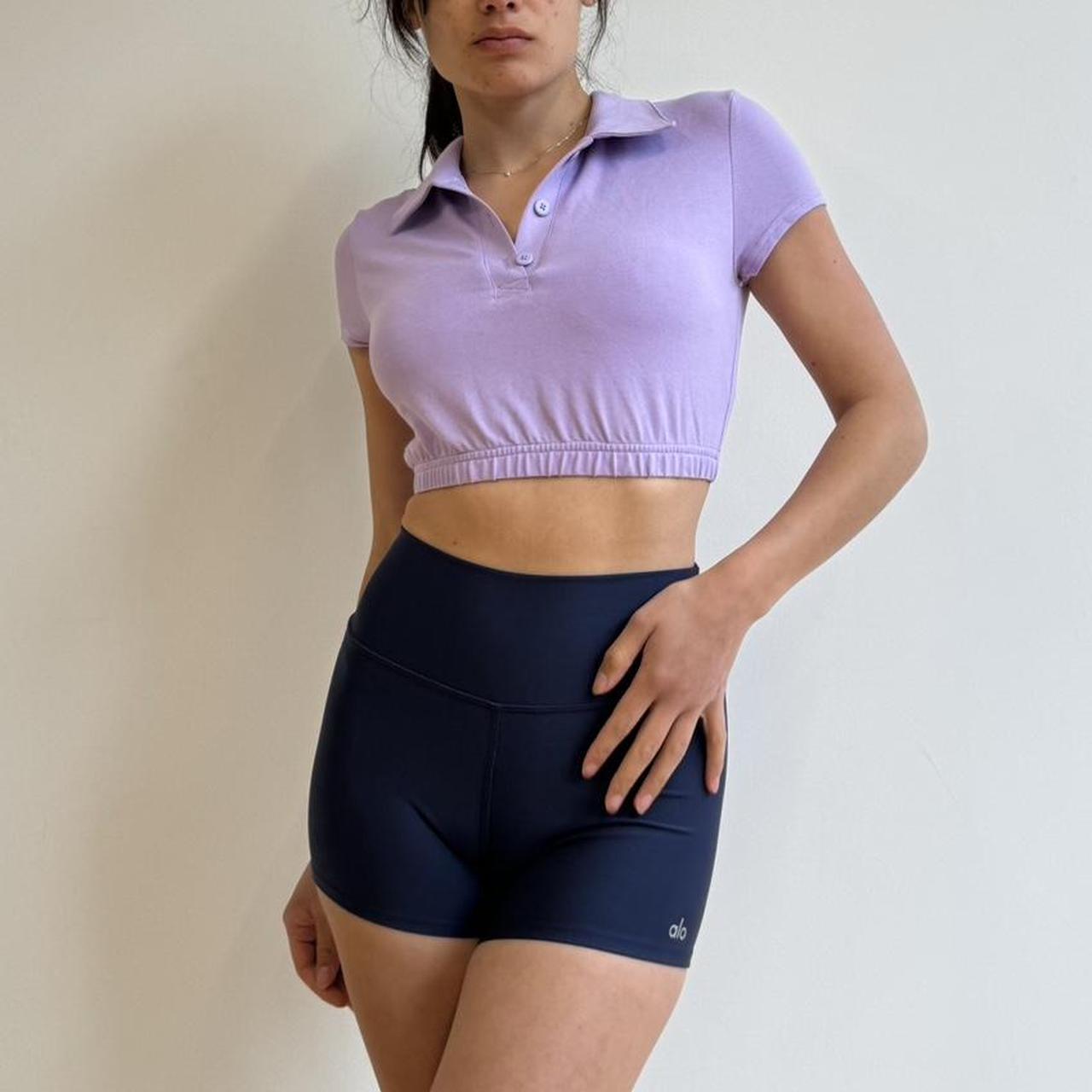 Alo Yoga purple cropped polo shirt with sports | Depop